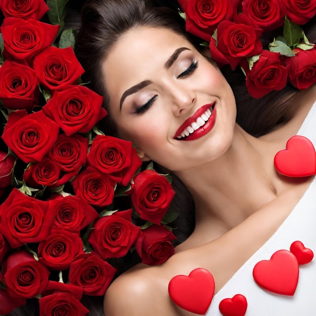 Foto mulheres bonitas, rosas vermelhas.