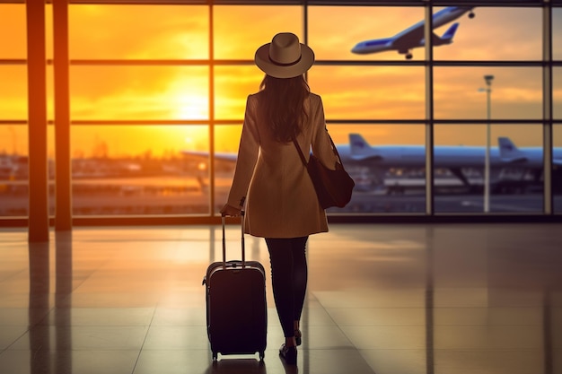 Mulheres com bagagem no aeroporto