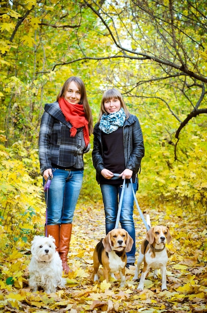 Mulheres com cachorros