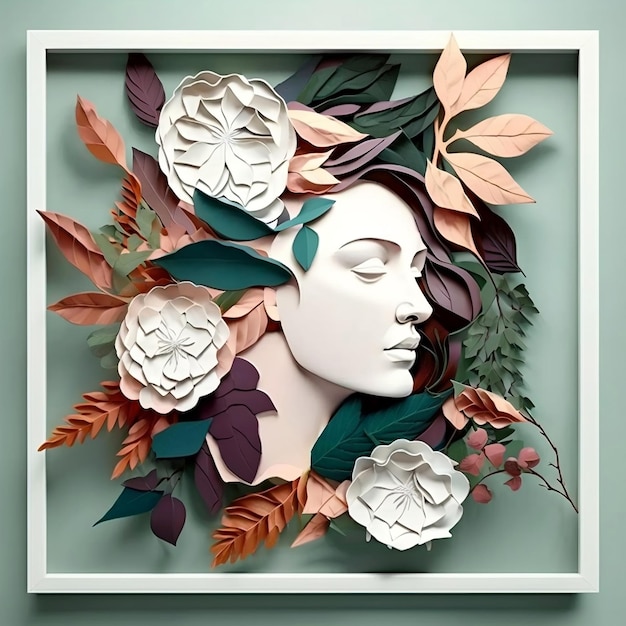 Mulheres de arte de papel de diferentes quadros de IA generativa de flores