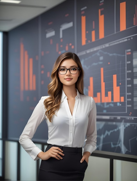 mulheres de escritório em roupas formais e antecedentes estatísticos