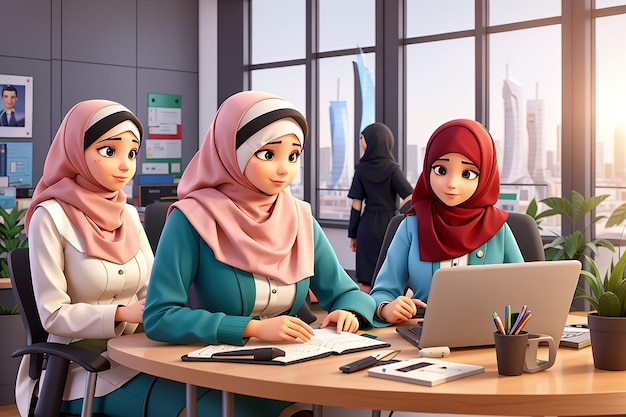 Mulheres de negócios árabes empoderadas: sucesso colaborativo no escritório