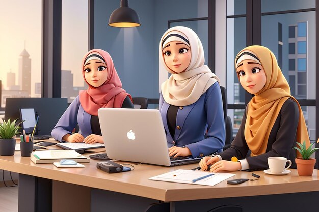 Mulheres de negócios árabes empoderadas: sucesso colaborativo no escritório