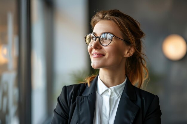 Mulheres de negócios felizes vestindo terno de pé no escritório