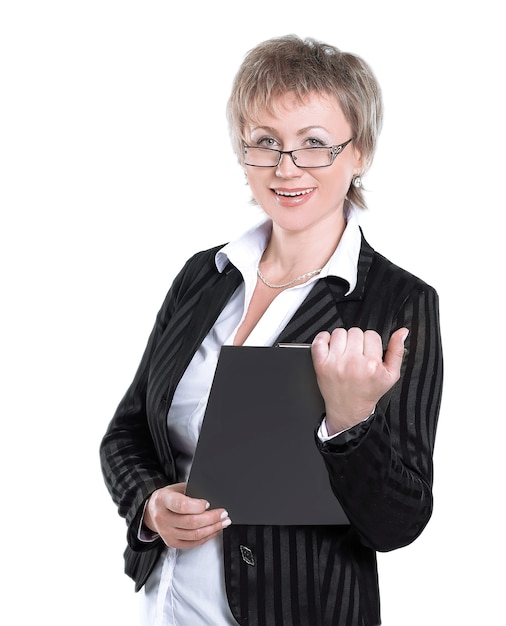 Mulheres de negócios modernas com documents.isolated em branco. foto com espaço de cópia
