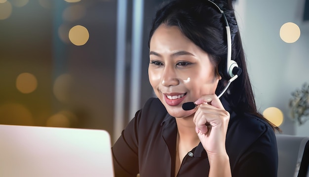 Mulheres do call center sorriam trabalhando e prestando serviço com cortesia