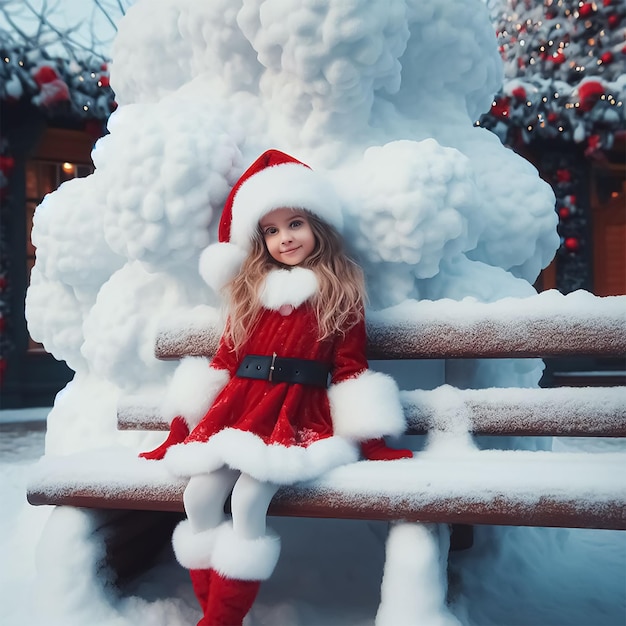 Mulheres e meninas em bonitos trajes de Papai Noel