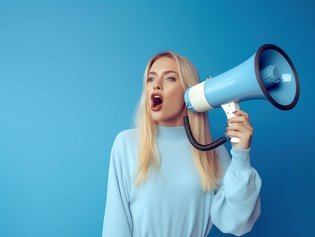 Mulheres em protesto por megafone