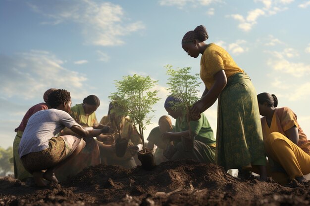 Mulheres empoderadas participando de uma plantação de árvores em 00325 01.