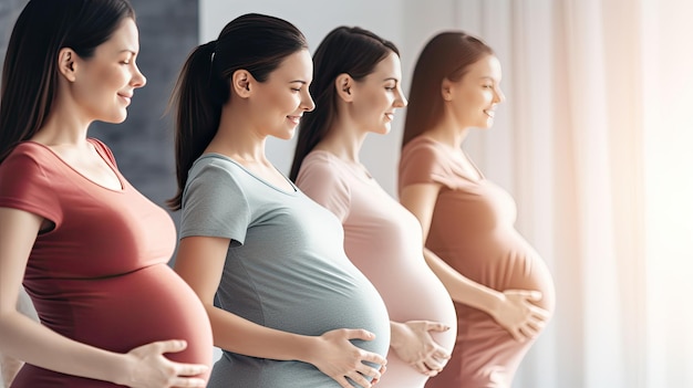 Mulheres grávidas felizes estão conversando em aula pré-natal no hospital