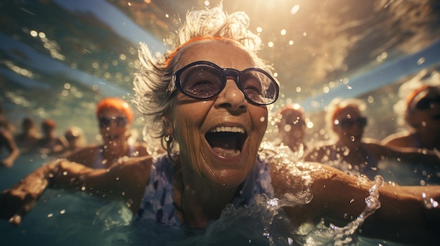 Mulheres idosas na piscina Generative Ai