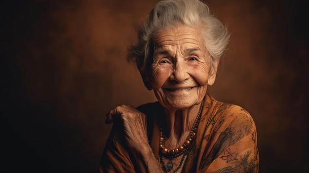 Mulheres idosas sorridentes com cabelos grisalhos Mulher idosa generativa ai