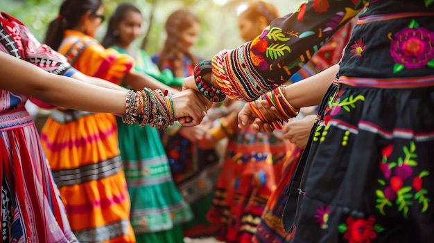Mulheres indianas em vestidos tradicionais dançando