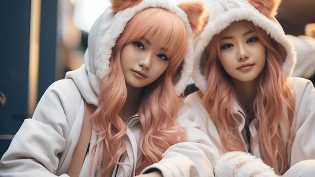 Foto mulheres jovens na moda estilo k pop gerado por ia