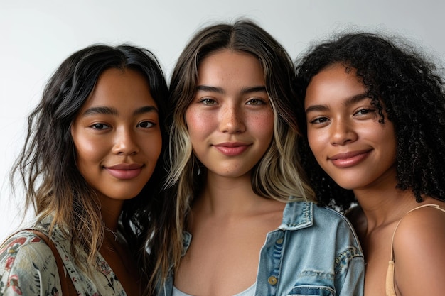 Mulheres multirraciais sorrindo juntas em retrato