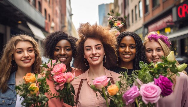 Foto mulheres num ambiente urbano movimentado