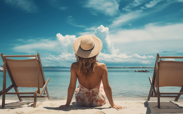 Mulheres relaxando na viagem de férias de verão na praia IA generativa