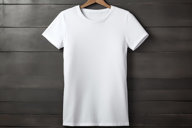 Mulheres T-Shirt Mockup em Hanger Generative AI