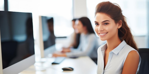 Foto mulheres trabalhadoras de escritório no local de trabalho inteligência artificial gerativa