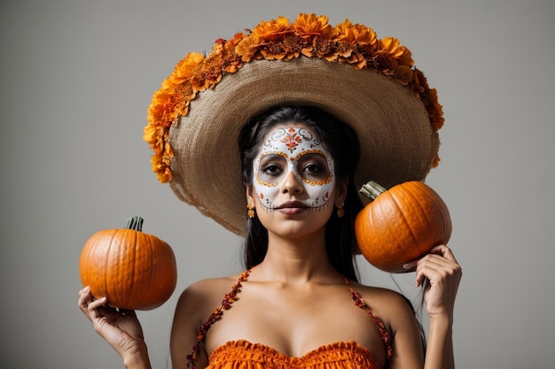 mulheres vestindo fantasia mexicana para o Halloween