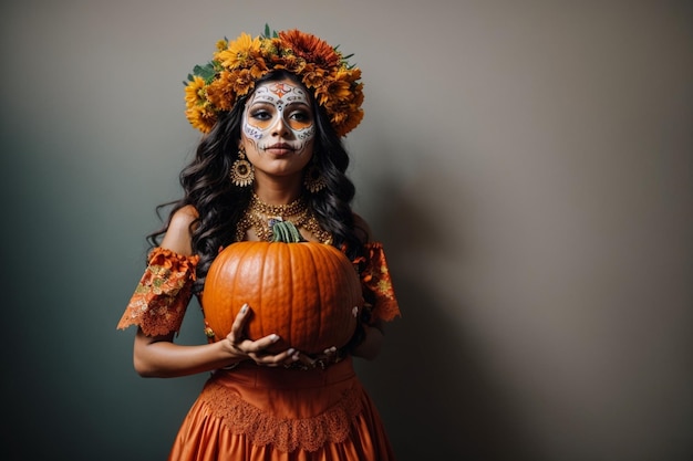 mulheres vestindo fantasia mexicana para o Halloween