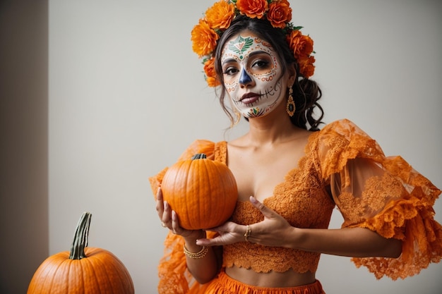 mulheres vestindo fantasia mexicana para o Halloween