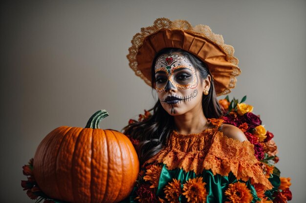 mulheres vestindo fantasia mexicana para o Halloween