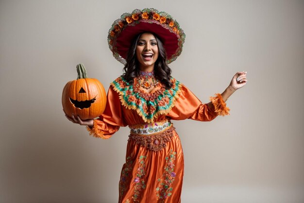 mulheres vestindo fantasia mexicana para o Halloween