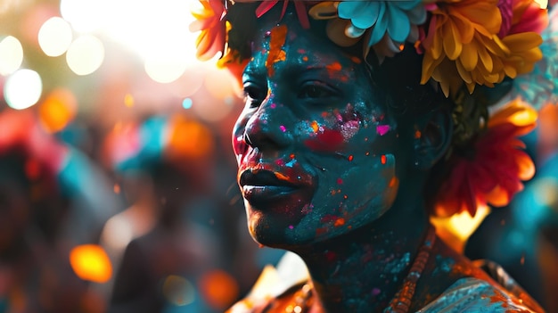 Mulheres vibrantes em trajes coloridos exibindo diversidade cultural e carnaval de unidade