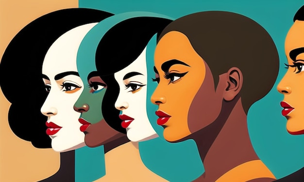 Multi Ethnic Diverse Group of Mix Race Women Gleichberechtigung und Frauenrechte Woman's Day Illustration Generative AI