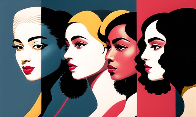 Multi Ethnic Diverse Group of Mix Race Women Gleichberechtigung und Frauenrechte Woman's Day Illustration Generative AI