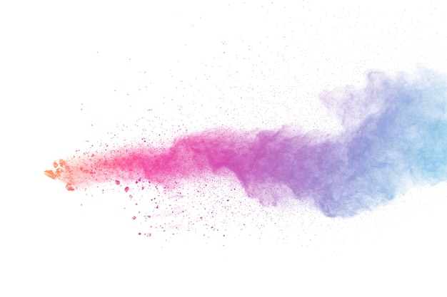 Multi Farbpulver Explosion auf weißem Hintergrund.