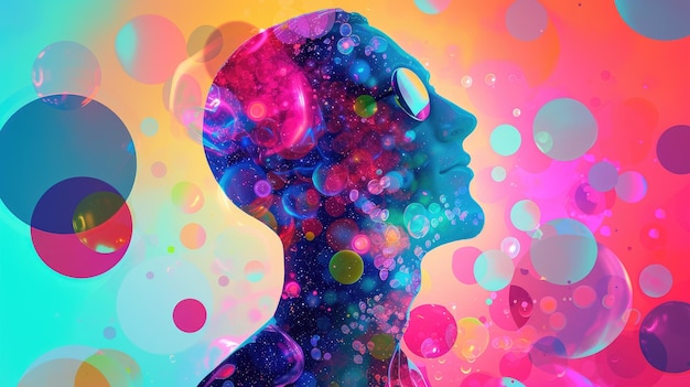 Foto multicolored abstract portrait headshot poster cover design illustration conceptual digital art
