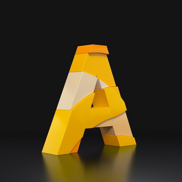 Foto multicolored extruded alphabet a mit isoliertem 3d-rendering auf schwarzem hintergrund