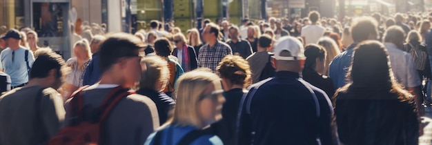 Multidão anônima de pessoas andando