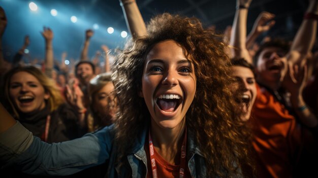 Foto multidão de jovens à noite