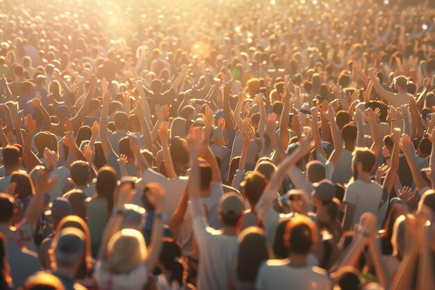 Multidão entusiasta em um festival de verão