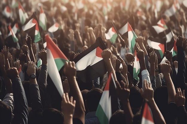 Multidão genérica torcendo com IA generativa da bandeira dos Emirados Árabes Unidos