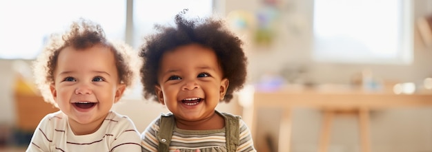 Multikulturelle Kindergarten mit afroamerikanischen Kleinkindern Gruppe von Arbeitern mit Babys