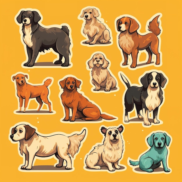 Foto múltiples pegatinas vectoriales con temática de perro lindo