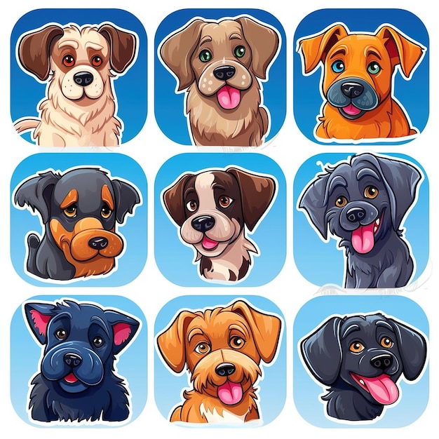 Foto múltiples pegatinas vectoriales con temática de perro lindo