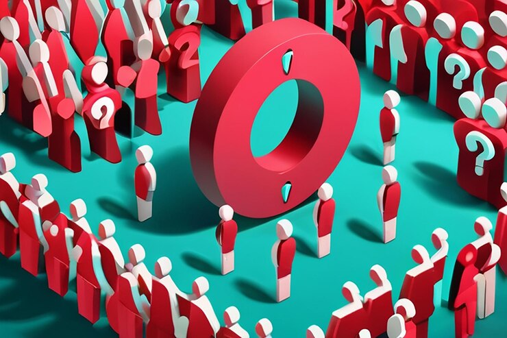 Foto multitud 3d de personas con signo de pregunta elección resolución de problemas soporte de concepto o inspección vectorial moderno y de moda en estilo 3d