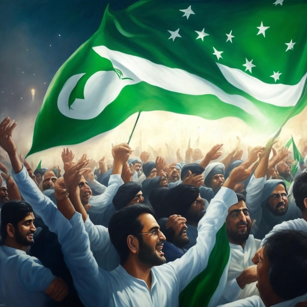 Multitud abstracta con bandera de Mauritania Los pueblos protestan revolución huelga y manifestación con f