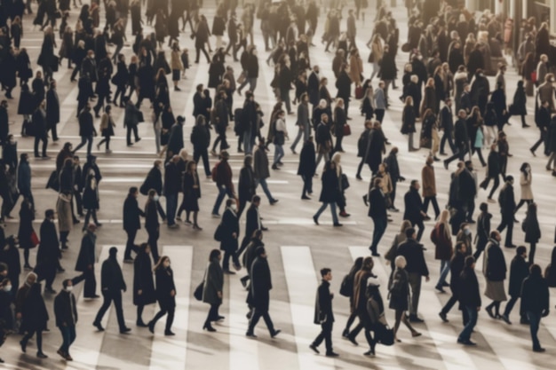 multitud anónima de personas caminando por la calle de la ciudad