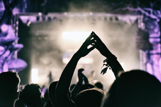 La multitud aplaudiendo en un festival de música