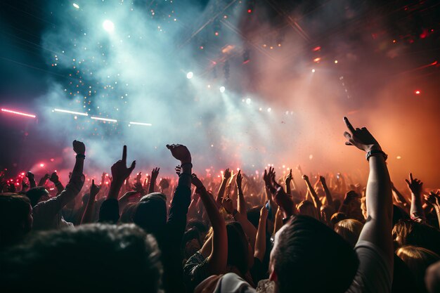 Una multitud bailando en un concierto de rock