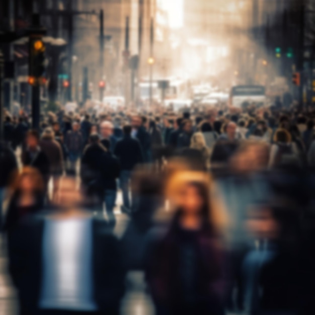 Foto una multitud borrosa caminando por la calle.