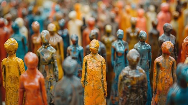 Una multitud de coloridas figuras de arcilla