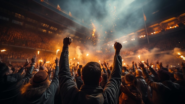 Multitud de conciertos en un estadio con las manos levantadas y una multitud de personas.