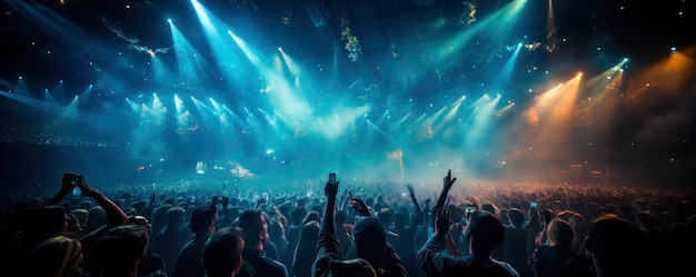 La multitud emocionada captura la energía vibrante del concierto en sus teléfonos móviles bajo el cielo estrellado de la noche